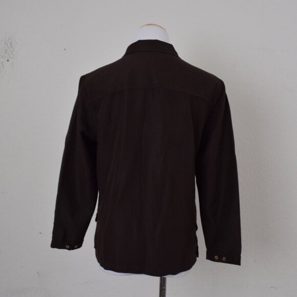 Vintage 90s‎ Chocolate Brown Rayon/Polyester Shirt size PM - Picture 4 of 10